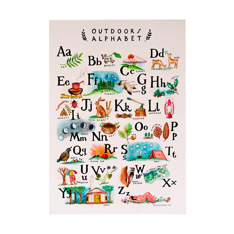 A3 Art Print: Outdoors Alphabet