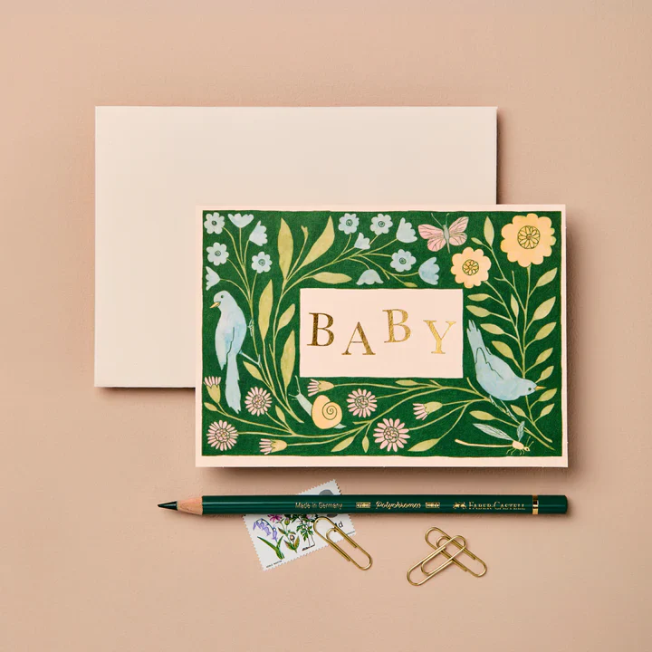 'Baby' Floral Greetings Card