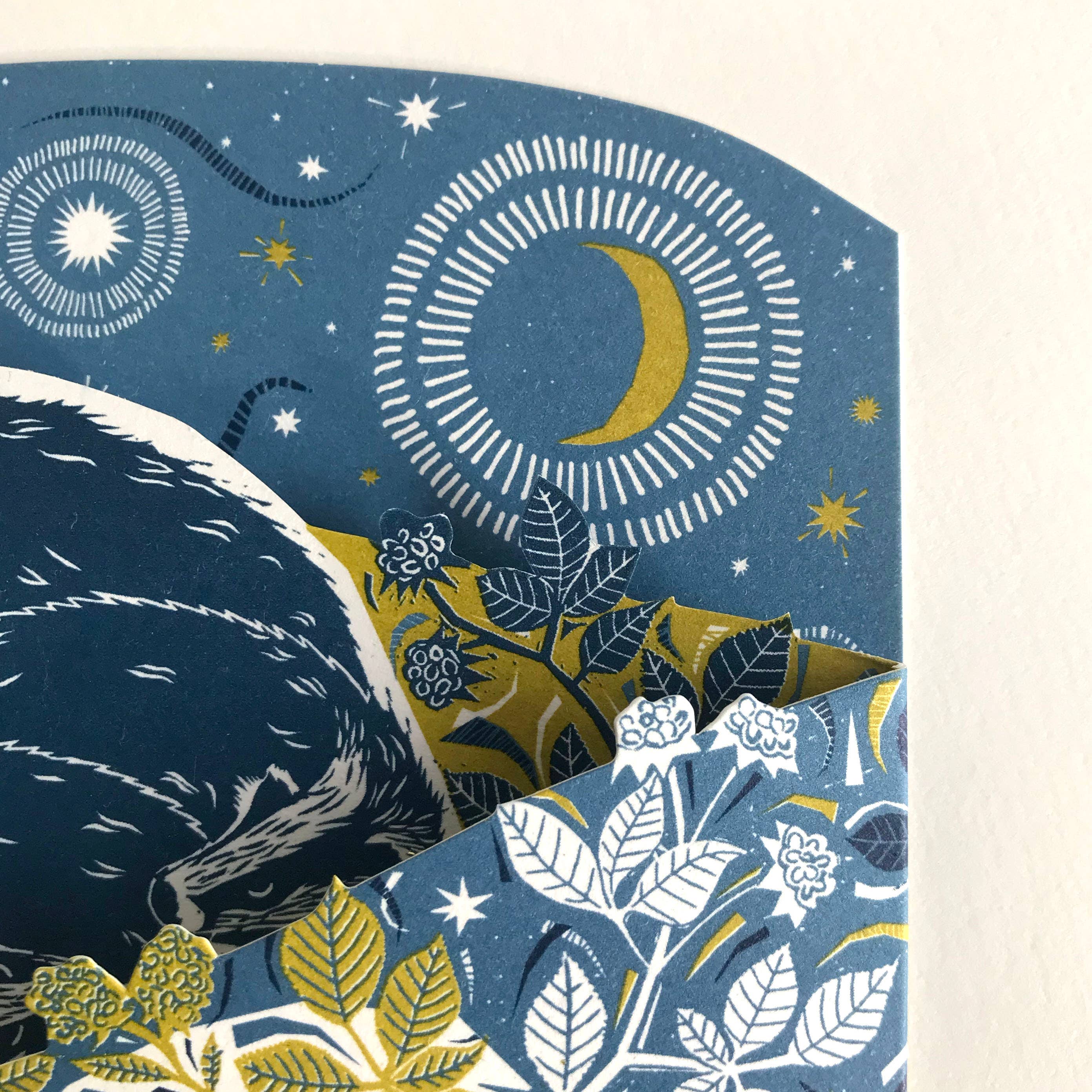 'Badger Amongst the Brambles' Die Cut Fold-Out Greetings Card - Image 3