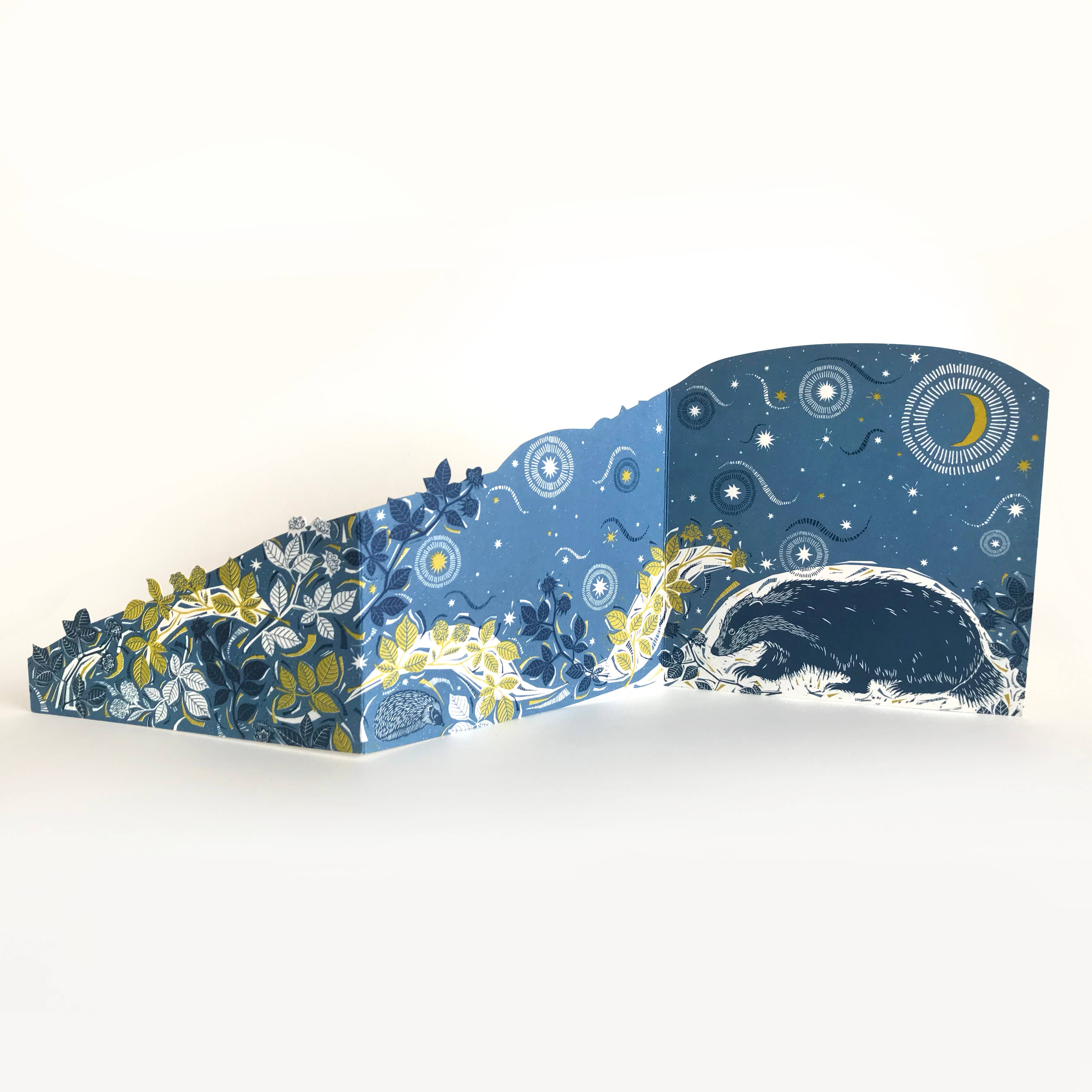 'Badger Amongst the Brambles' Die Cut Fold-Out Greetings Card - Image 4