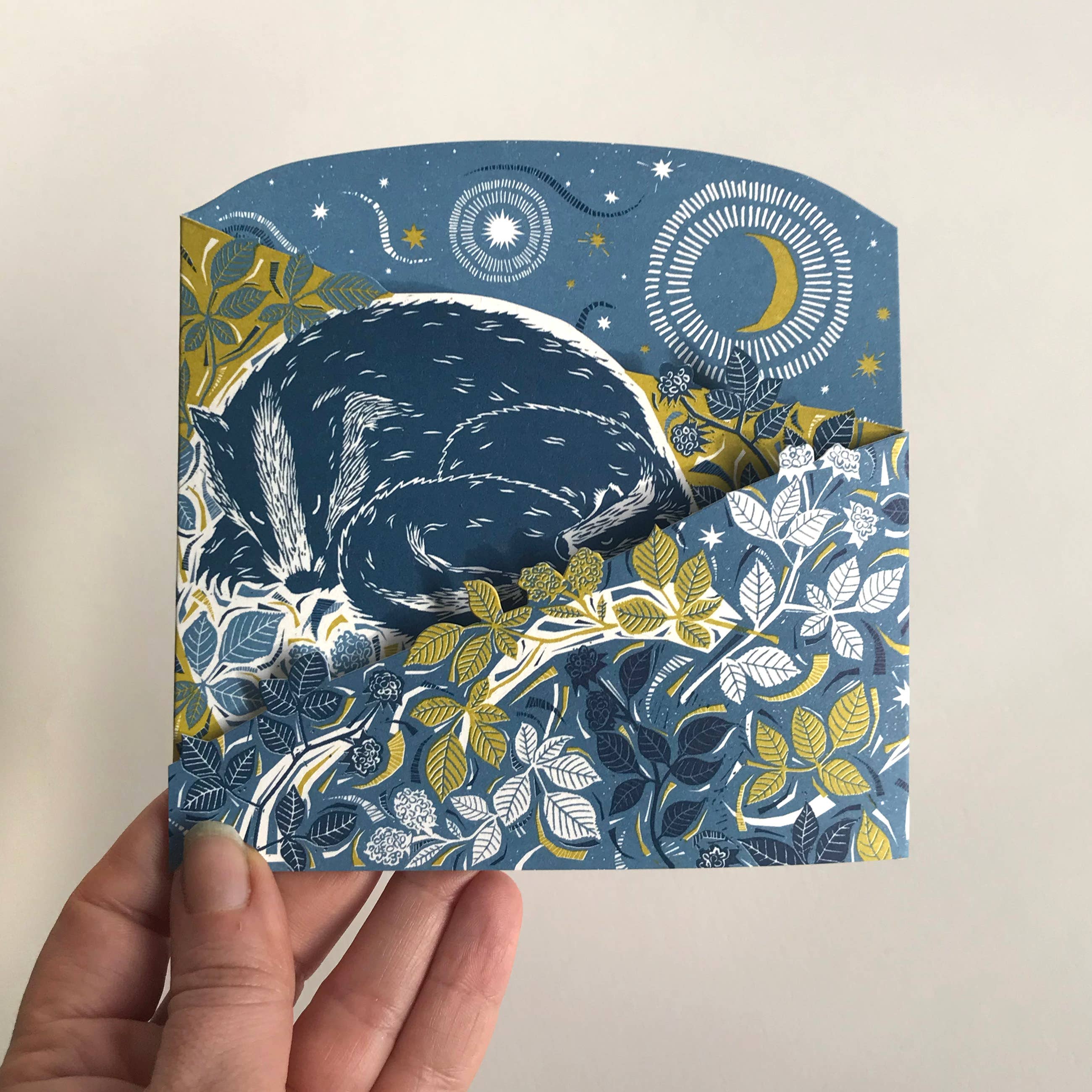 'Badger Amongst the Brambles' Die Cut Fold-Out Greetings Card - Image 5
