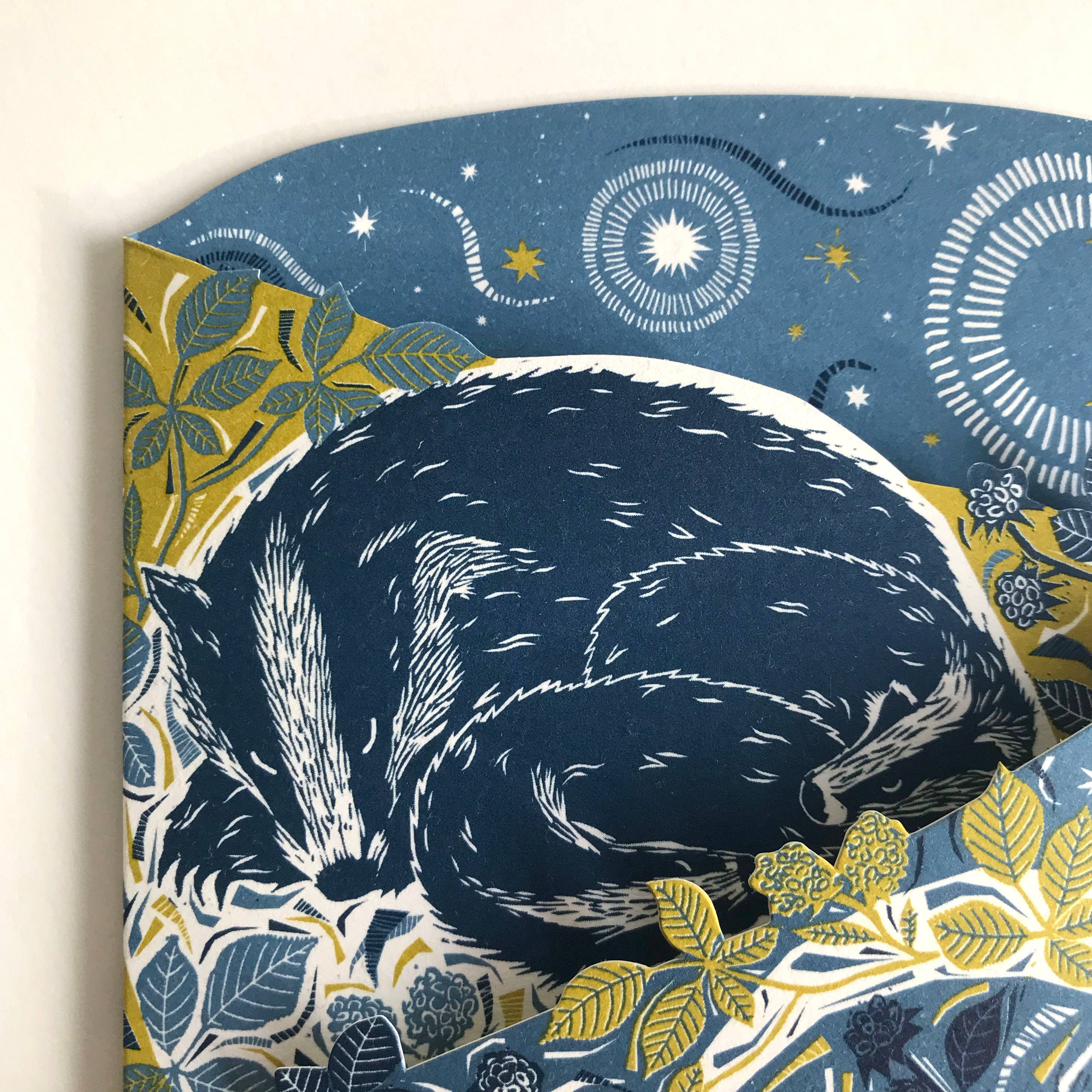 'Badger Amongst the Brambles' Die Cut Fold-Out Greetings Card - Image 8