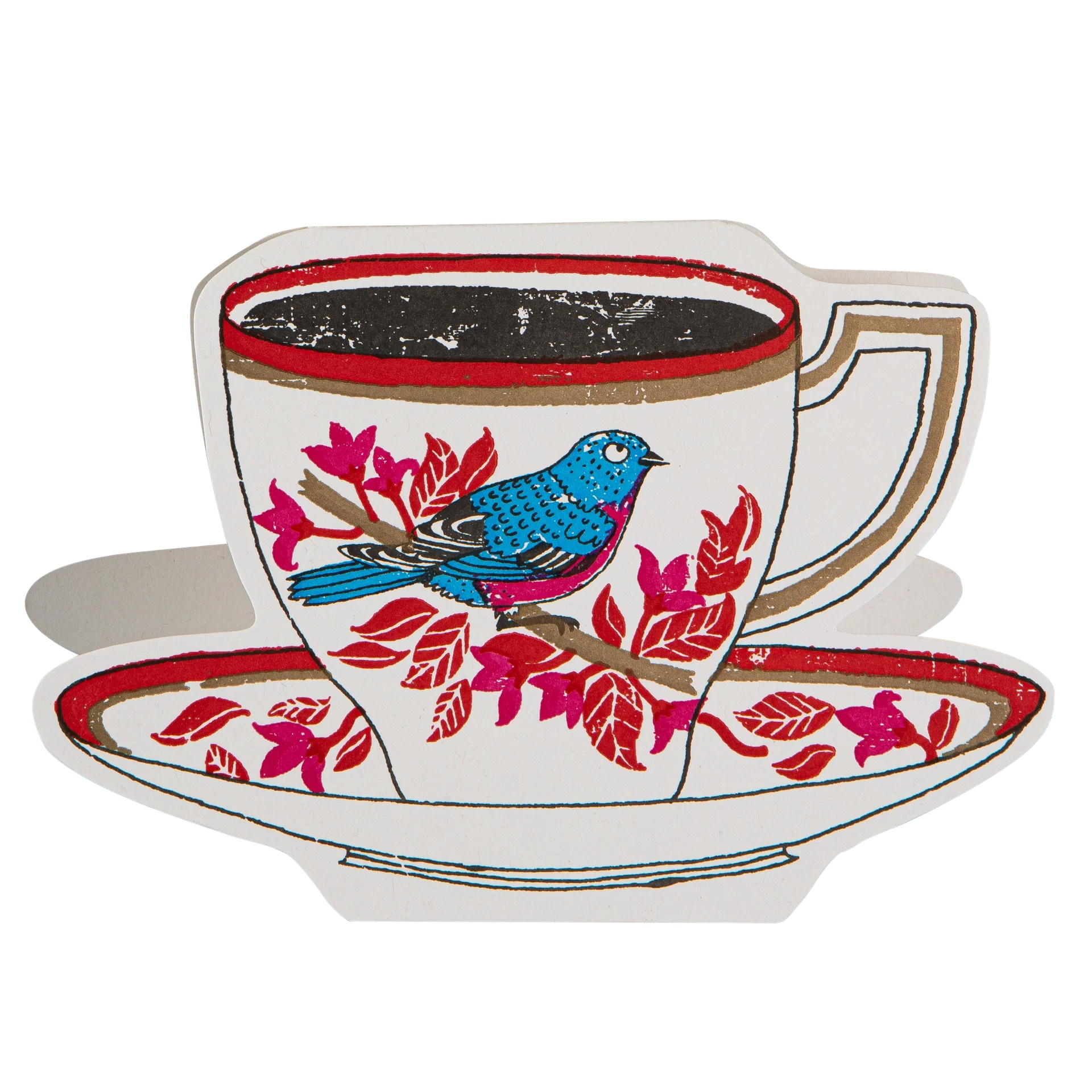 'Birdy Tea Cup' Greetings Card