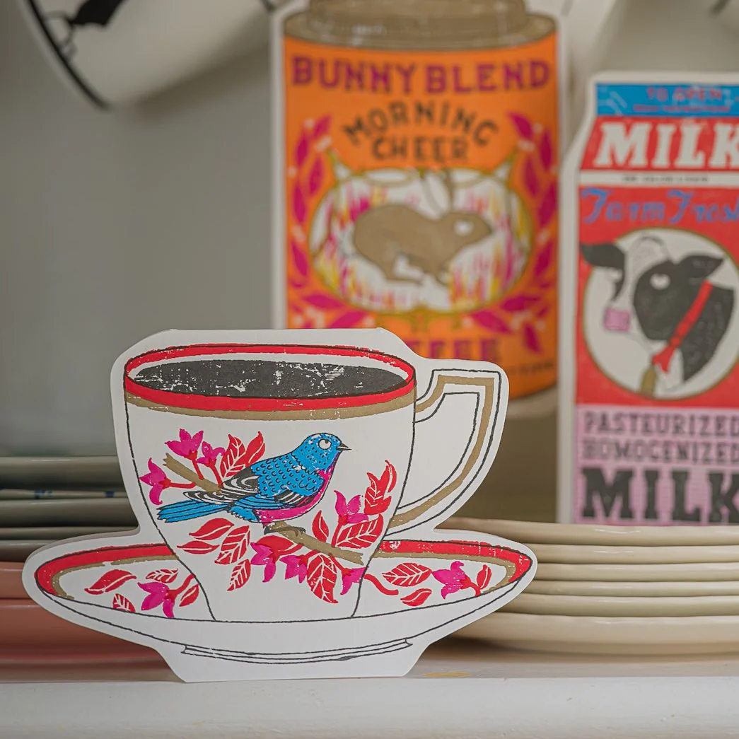 'Birdy Tea Cup' Greetings Card - Image 2