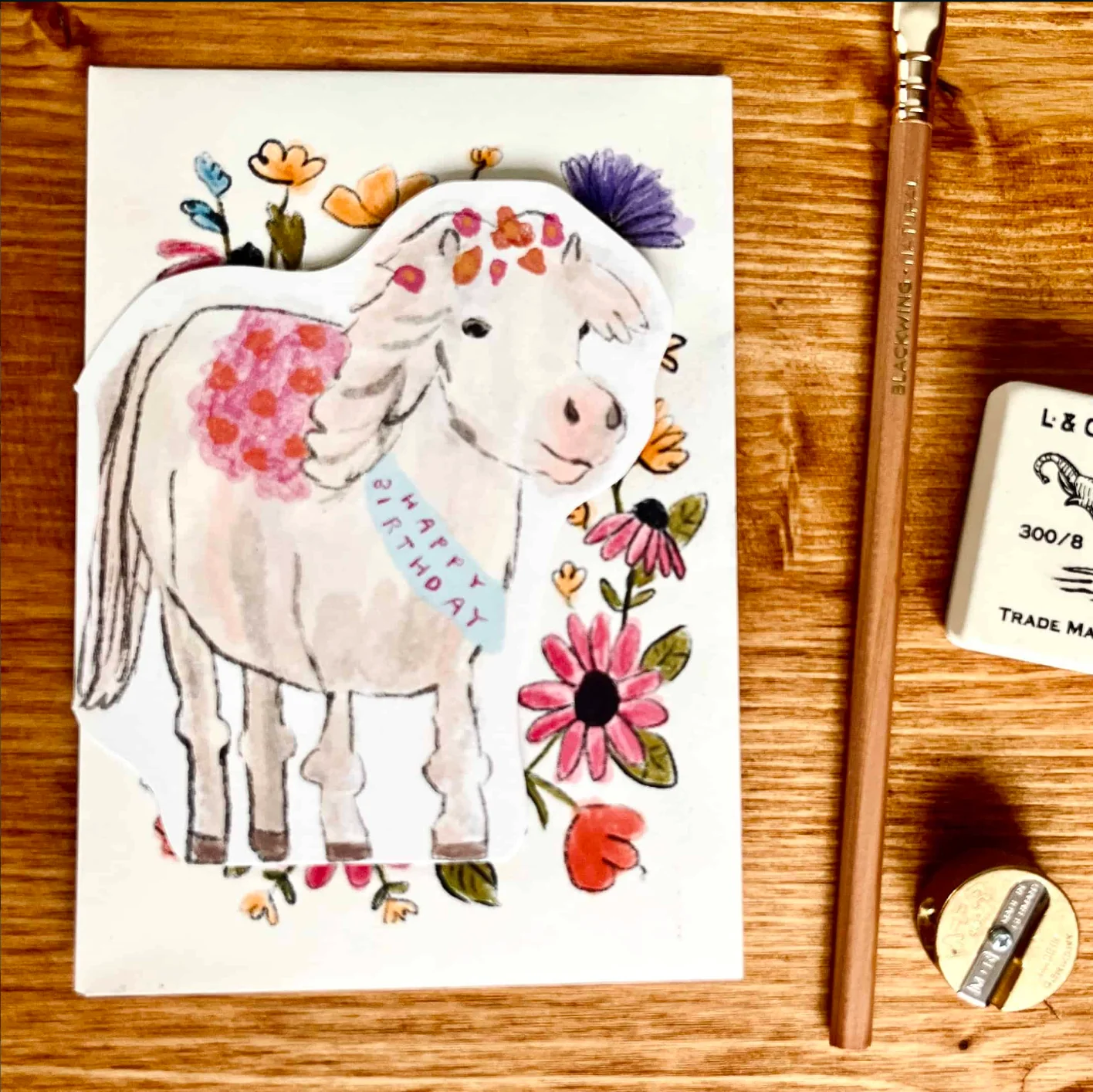 'Birthday Pony' Cut-Out Greetings Card