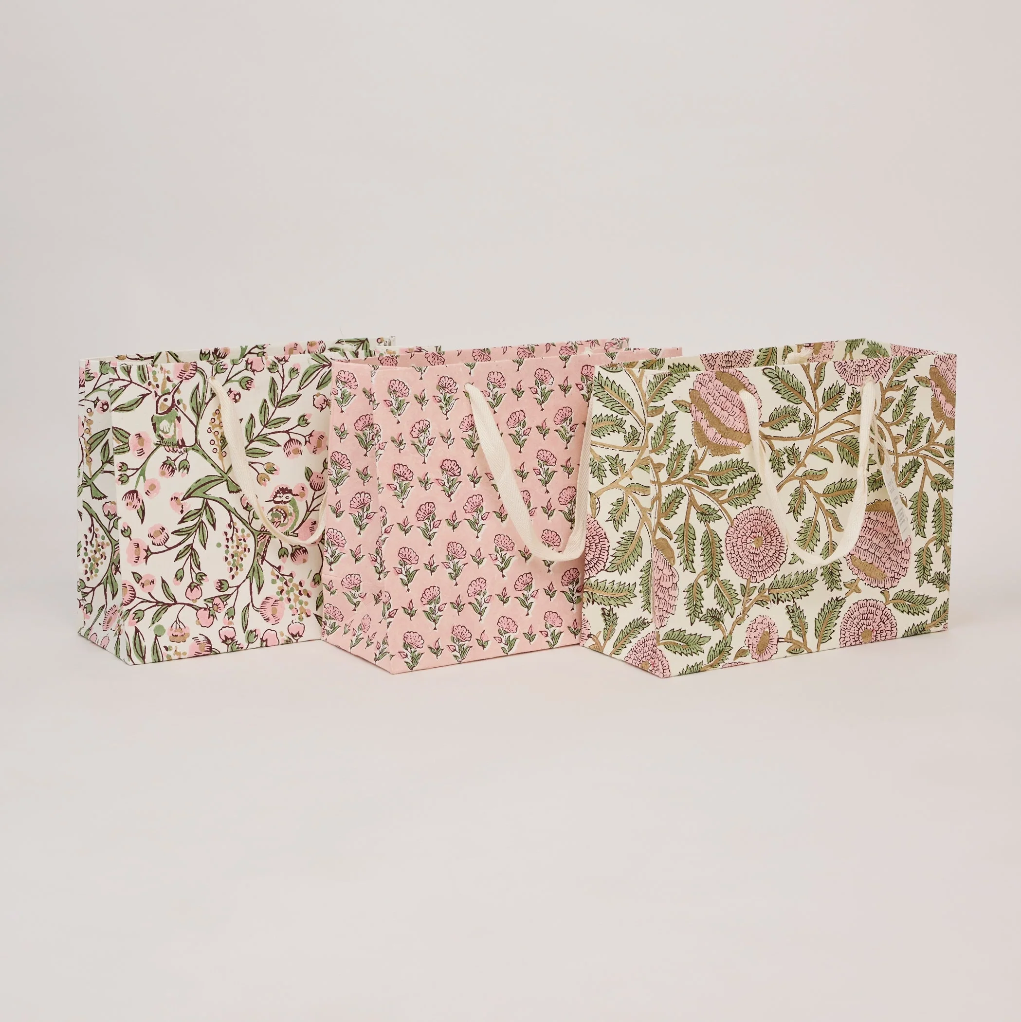Block Printed Luxury Gift Bags - Medium (Blush)