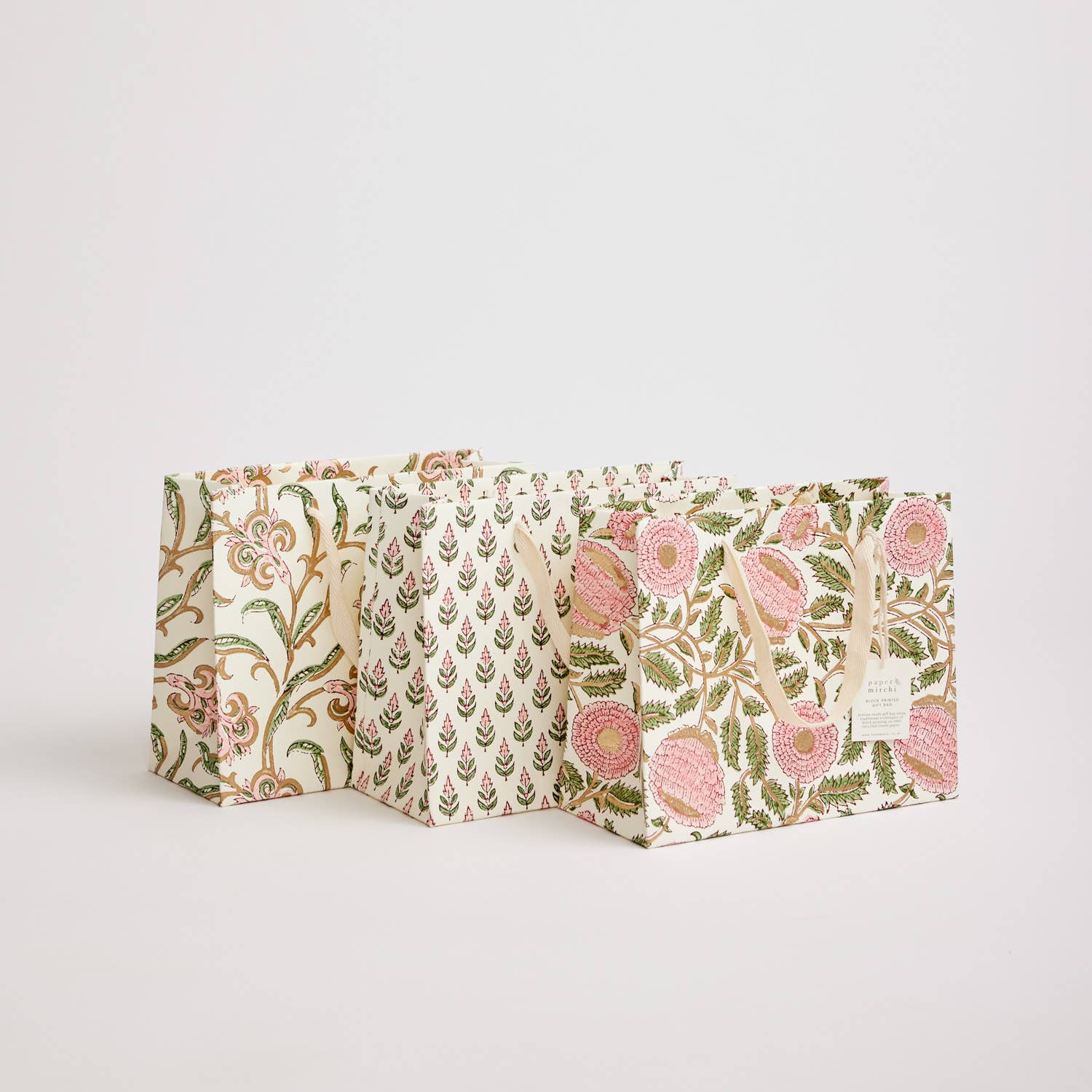 Block Printed Luxury Gift Bags - Medium (Blush) - Image 2