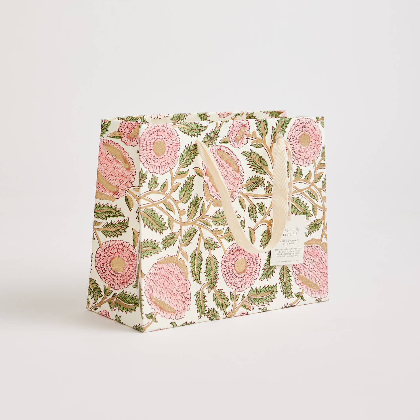 Block Printed Luxury Gift Bags - Medium (Blush) - Image 3