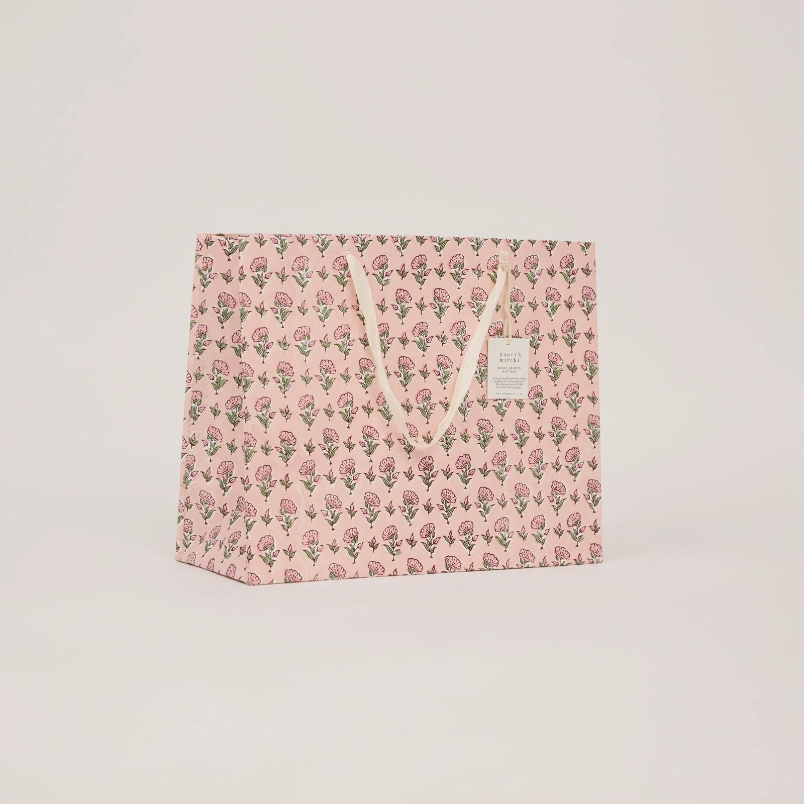 Block Printed Luxury Gift Bags - Medium (Blush) - Image 4
