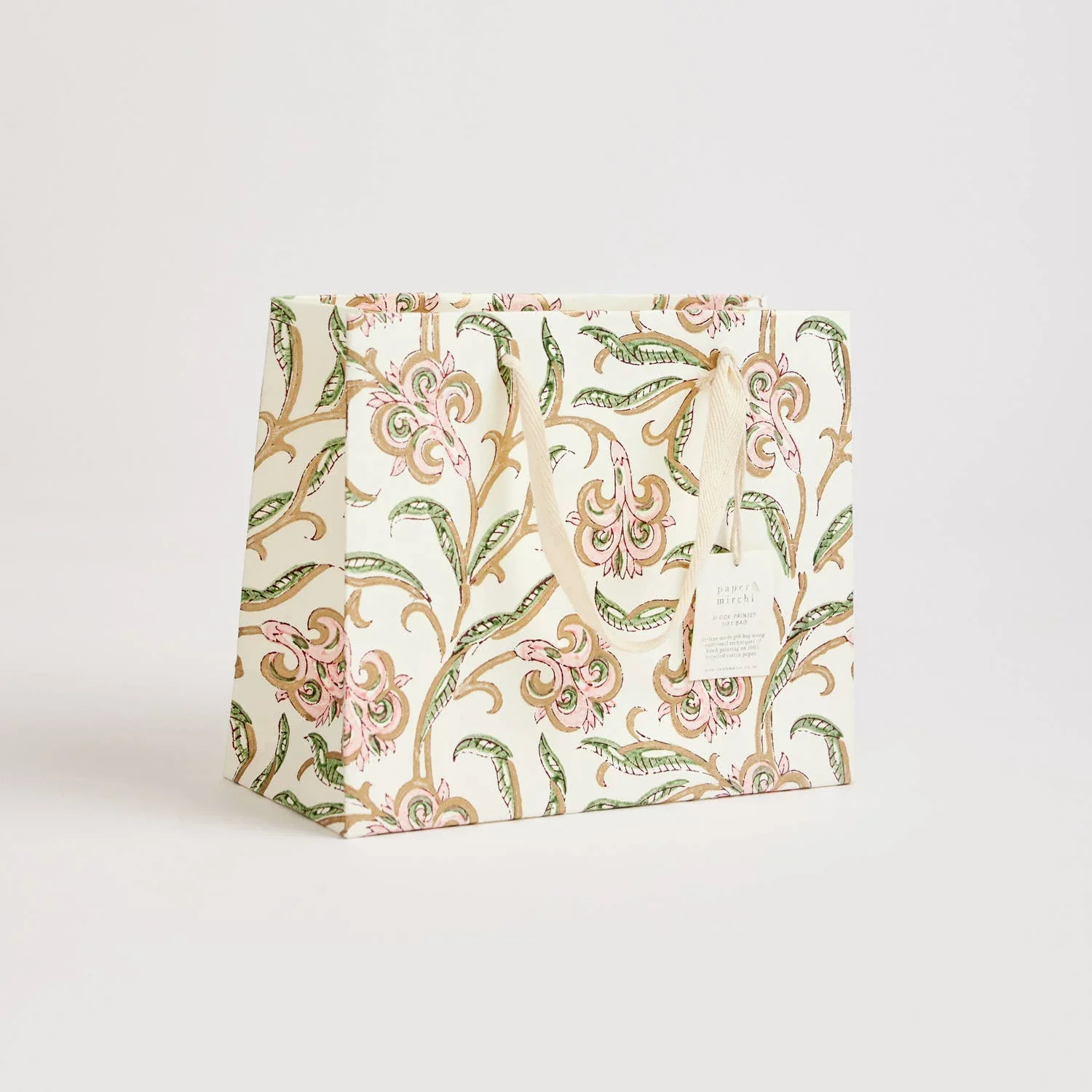 Block Printed Luxury Gift Bags - Medium (Blush) - Image 6