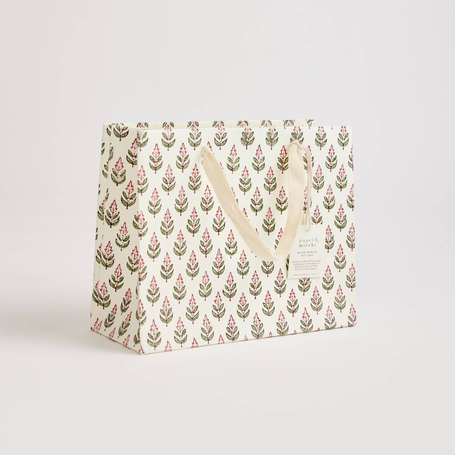 Block Printed Luxury Gift Bags - Medium (Blush) - Image 7