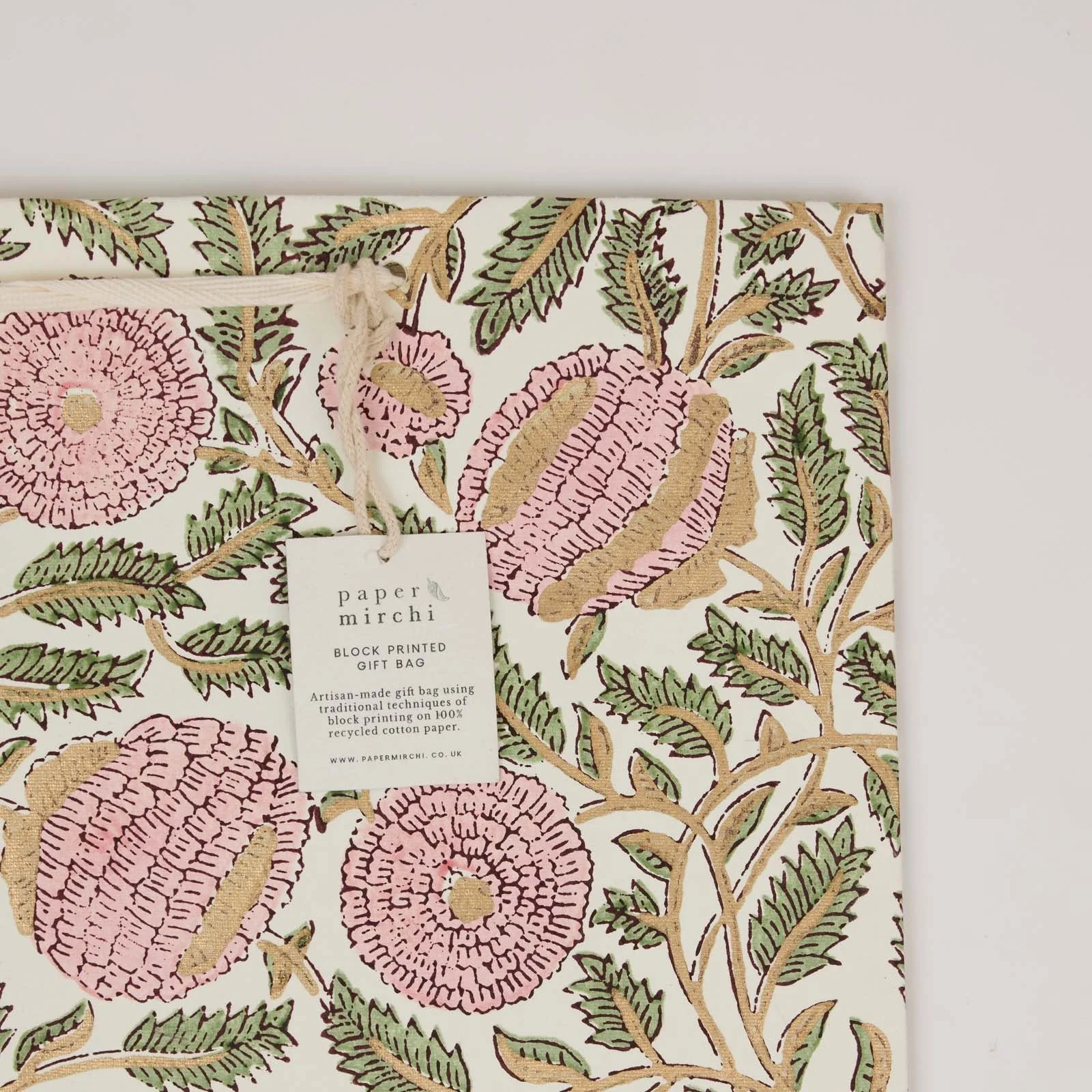 Block Printed Luxury Gift Bags - Medium (Blush) - Image 8