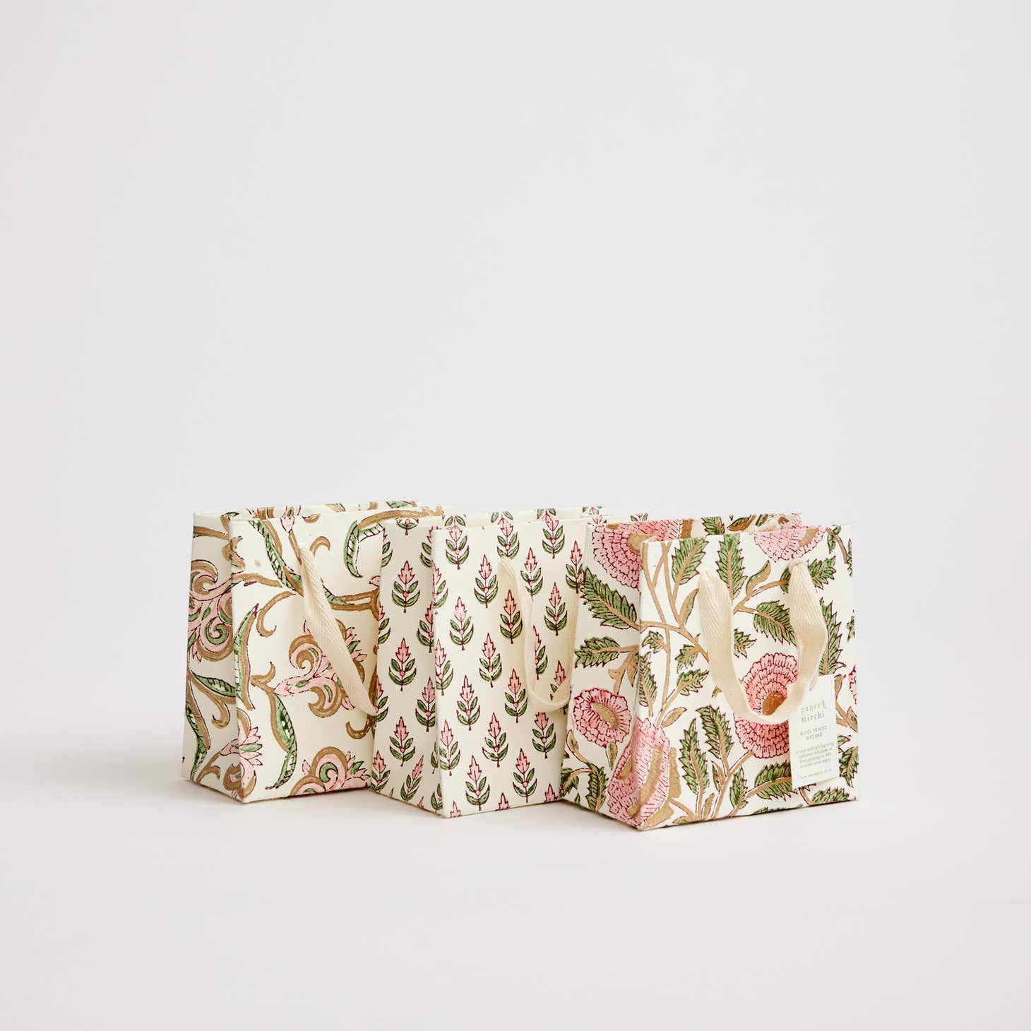 Block Printed Luxury Gift Bags - Small (Blush) - Image 2