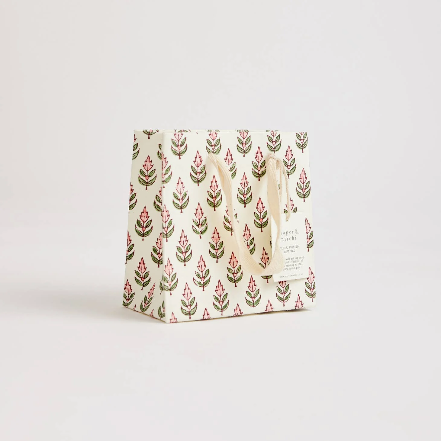 Block Printed Luxury Gift Bags - Small (Blush) - Image 3