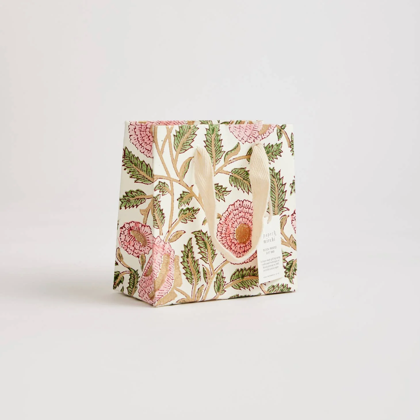 Block Printed Luxury Gift Bags - Small (Blush) - Image 4