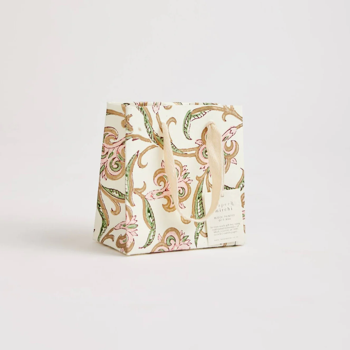 Block Printed Luxury Gift Bags - Small (Blush) - Image 5