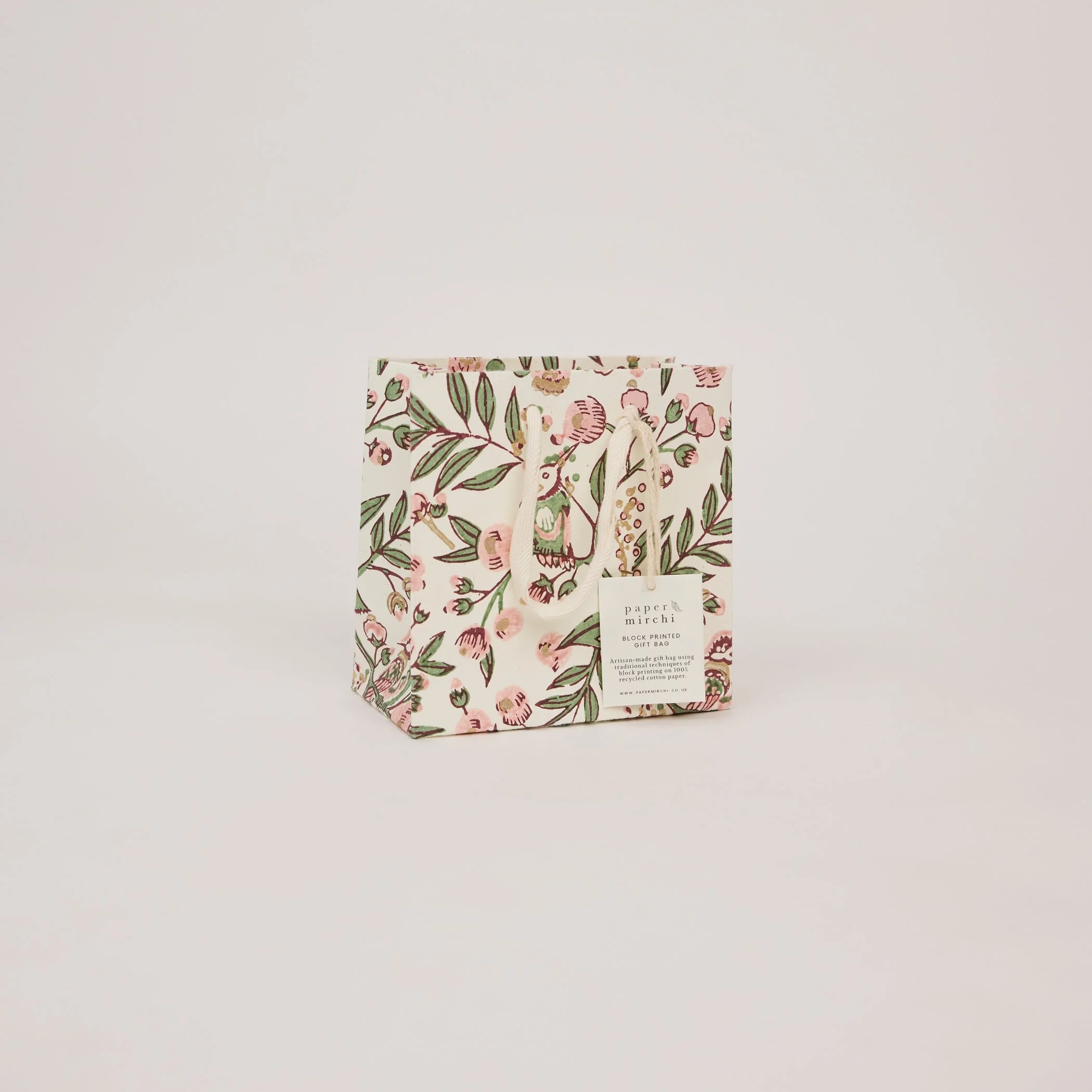 Block Printed Luxury Gift Bags - Small (Blush) - Image 6