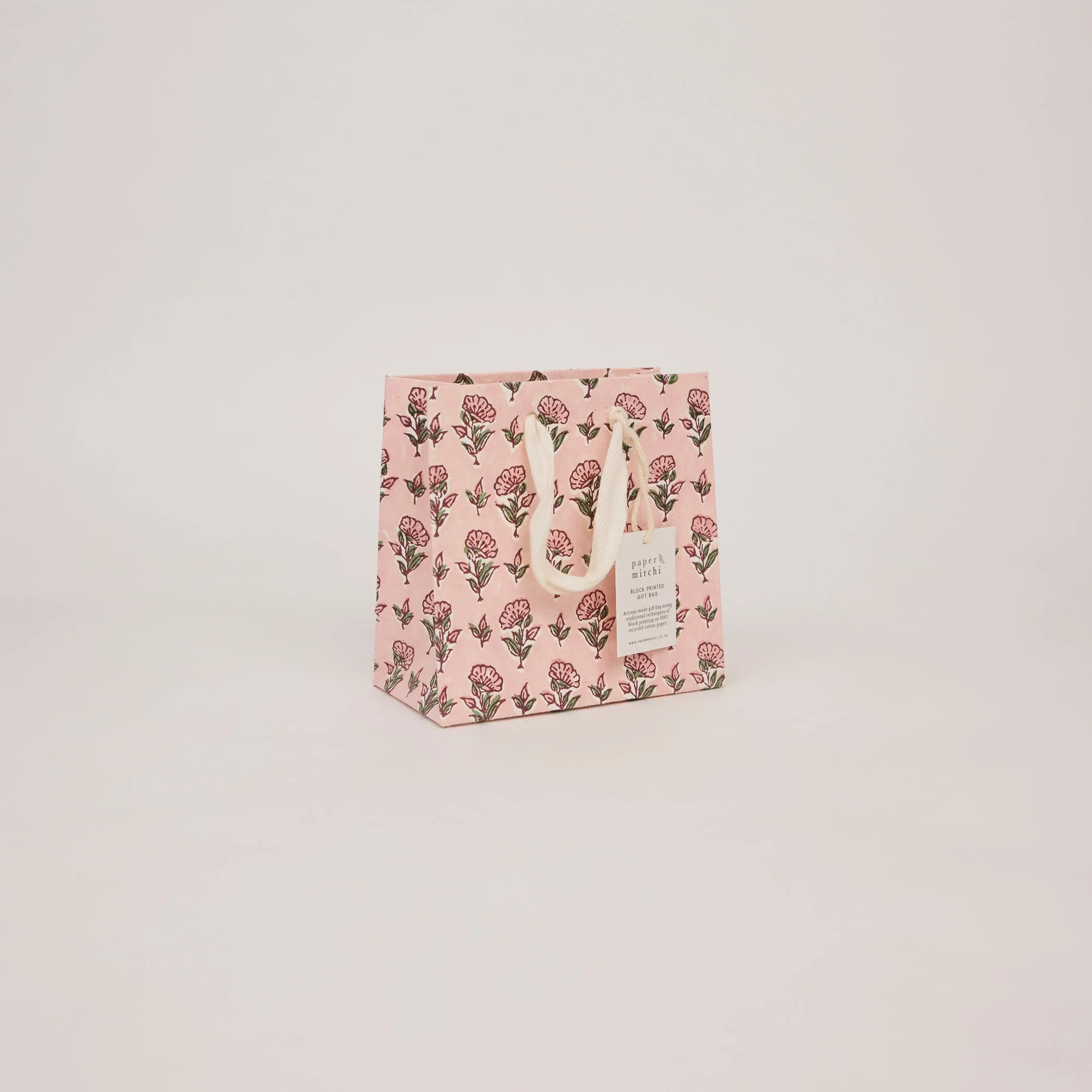Block Printed Luxury Gift Bags - Small (Blush) - Image 7