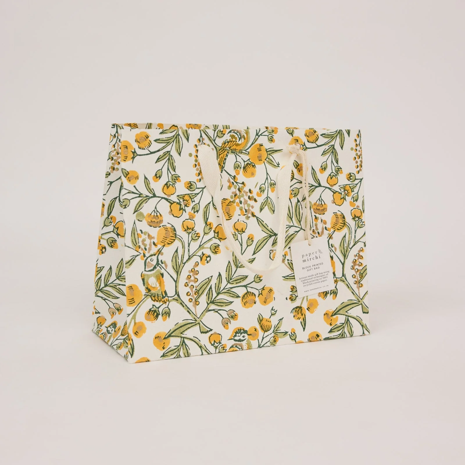 Block Printed Luxury Gift Bags - Medium (Sunshine) - Image 3