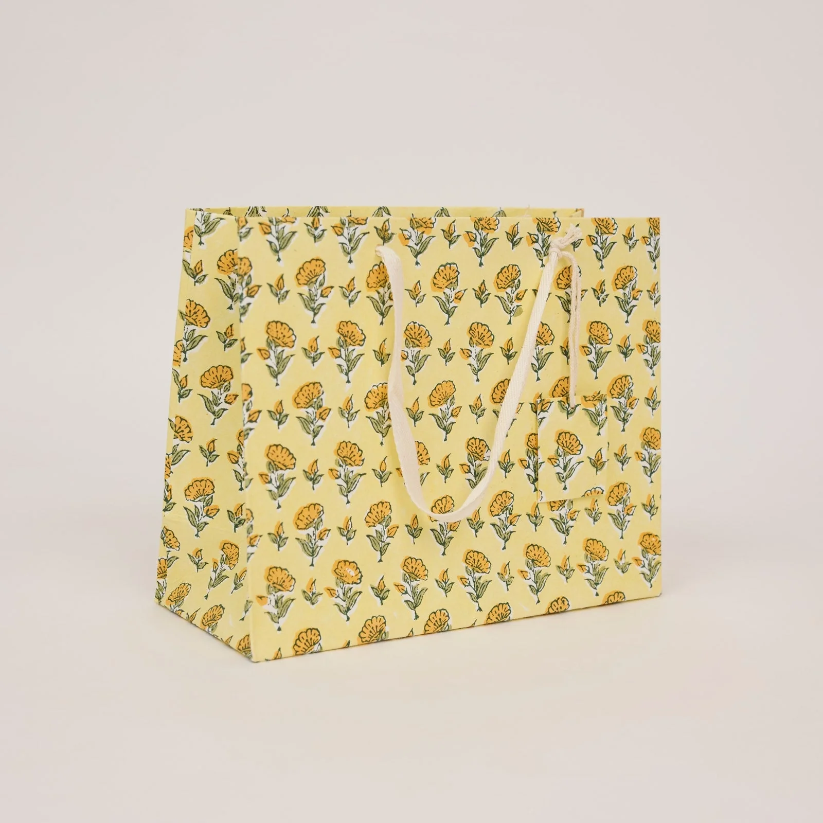 Block Printed Luxury Gift Bags - Medium (Sunshine) - Image 4