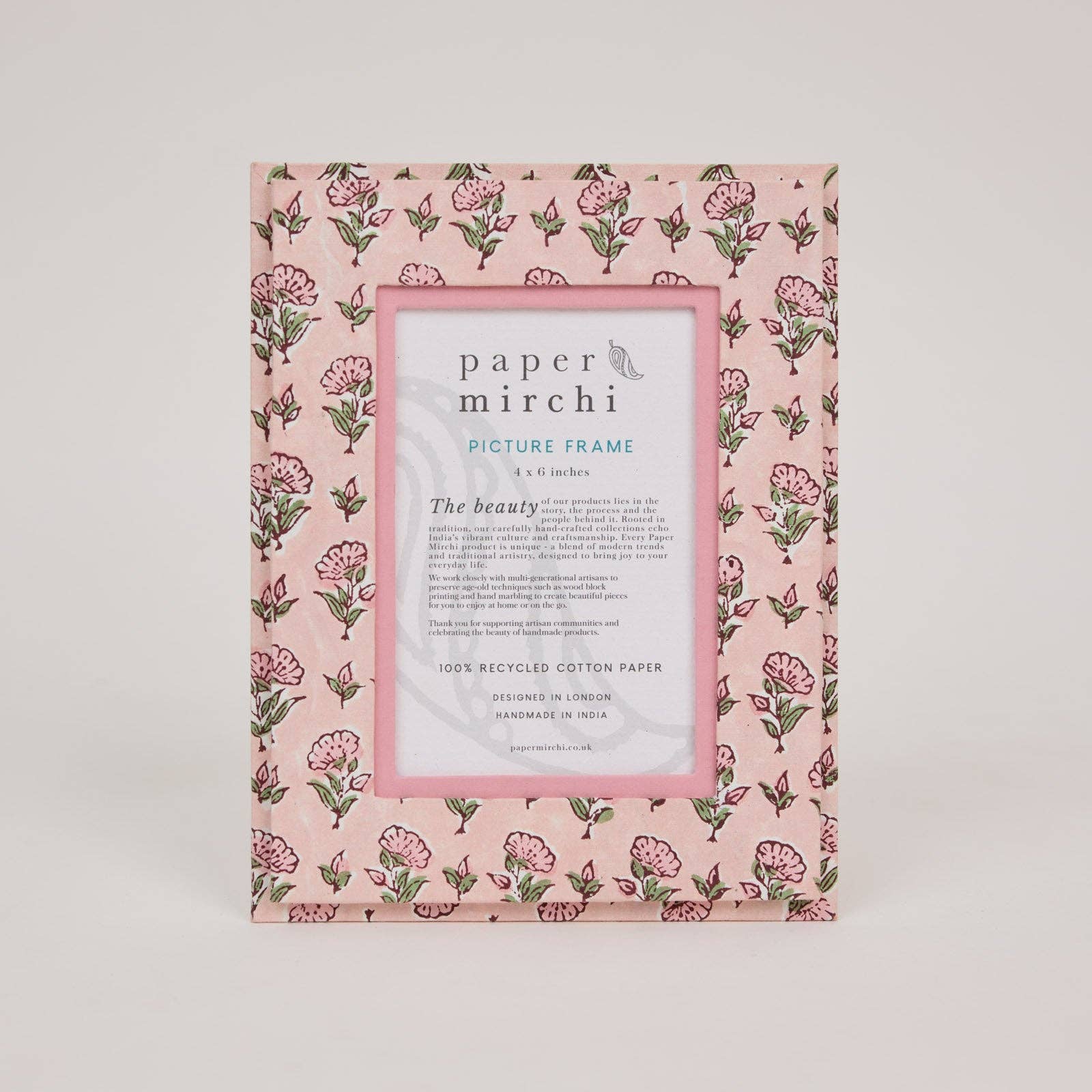 Block Printed Picture Frame - Ditsy Floral Blush - Image 4