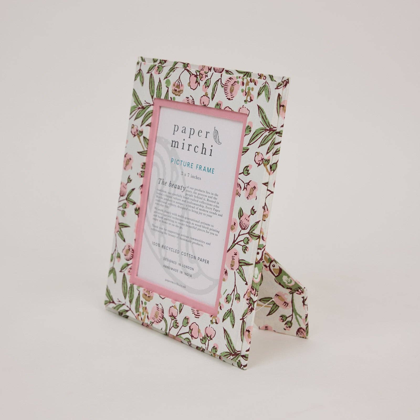 Block Printed Picture Frame - Song Birds Blush