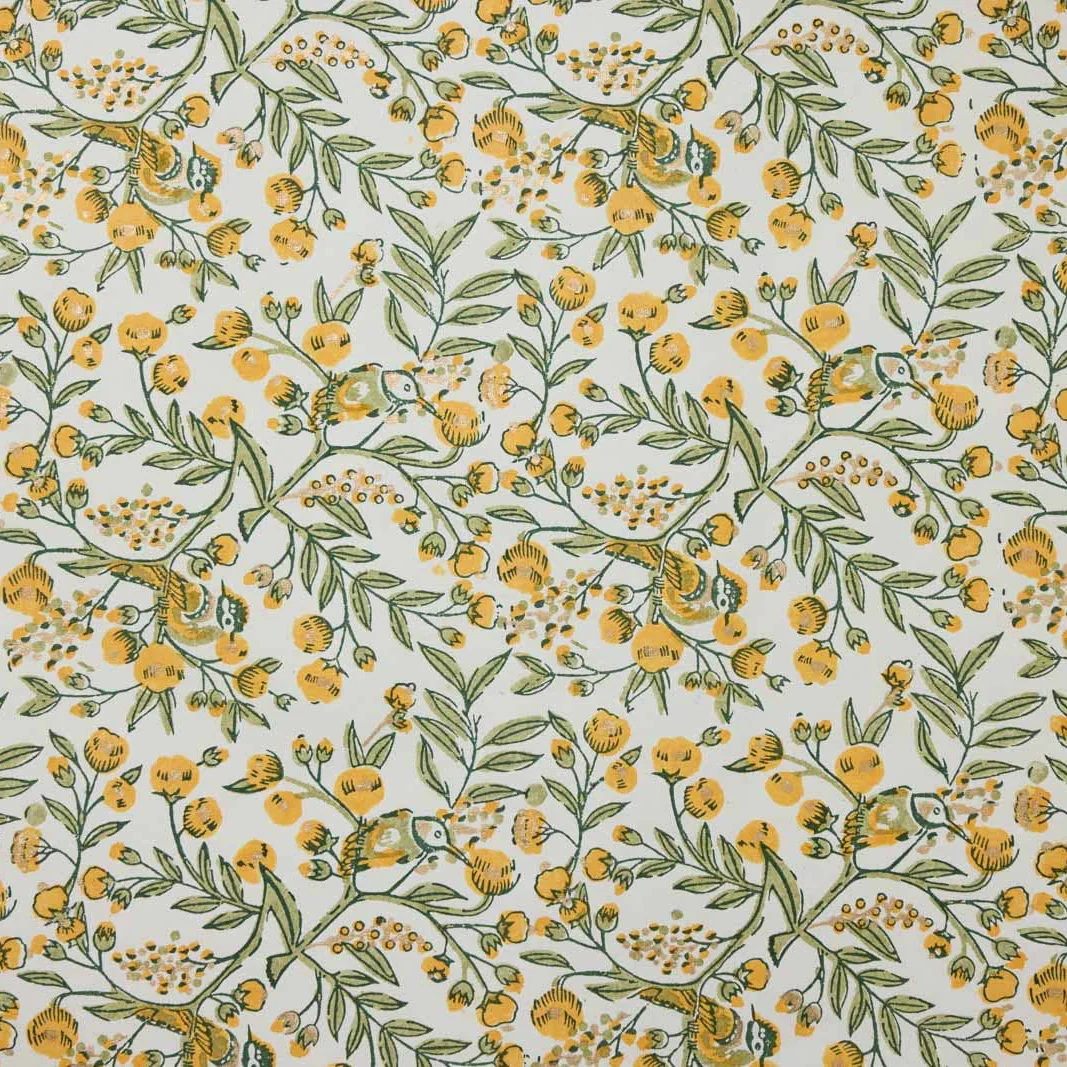 Block Printed Luxury Wrapping Paper - Song Birds Sunshine - Image 3