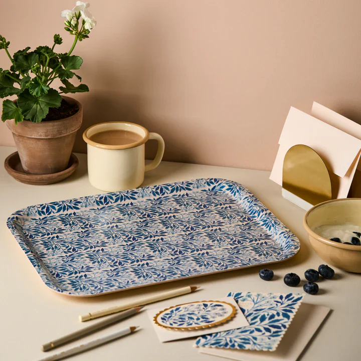 Blue Flora Medium Plywood Tray