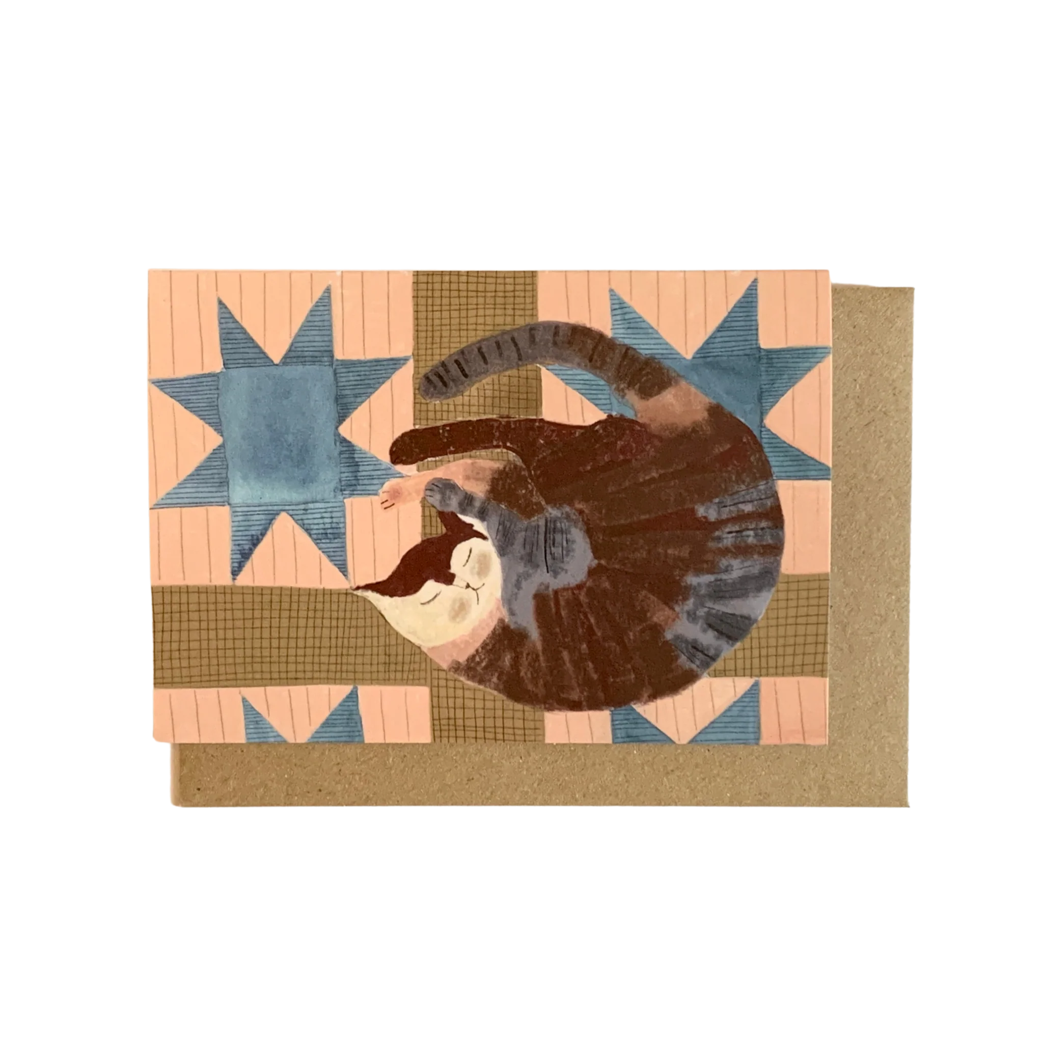 'Blue Star Cat' Greetings Card