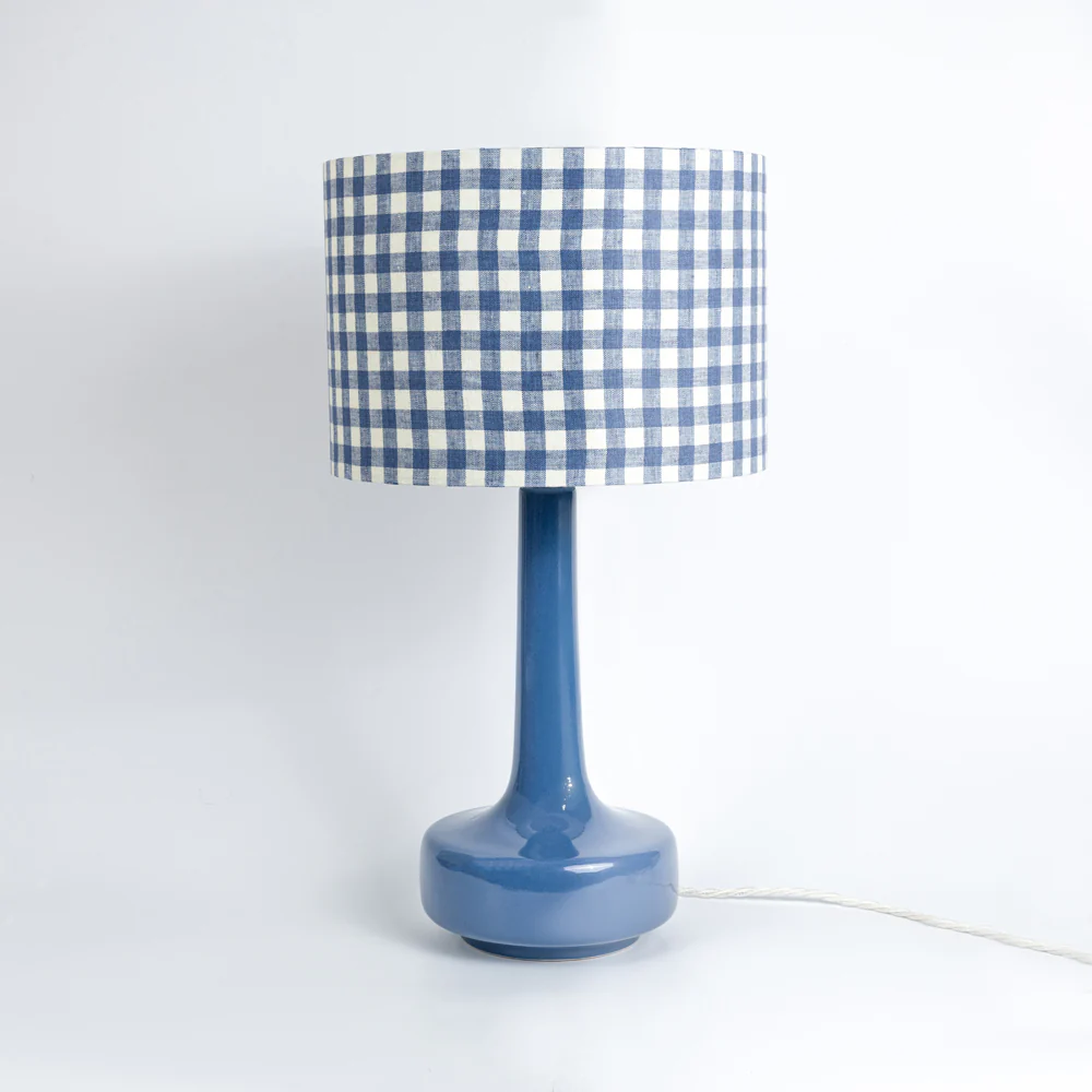 Blue Table Lamp & 'Blue Gingham' Shade