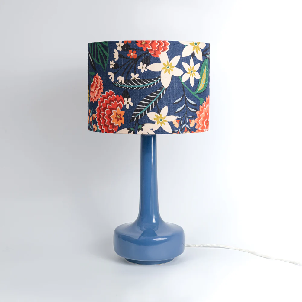 Blue Table Lamp & 'Carnation' Shade