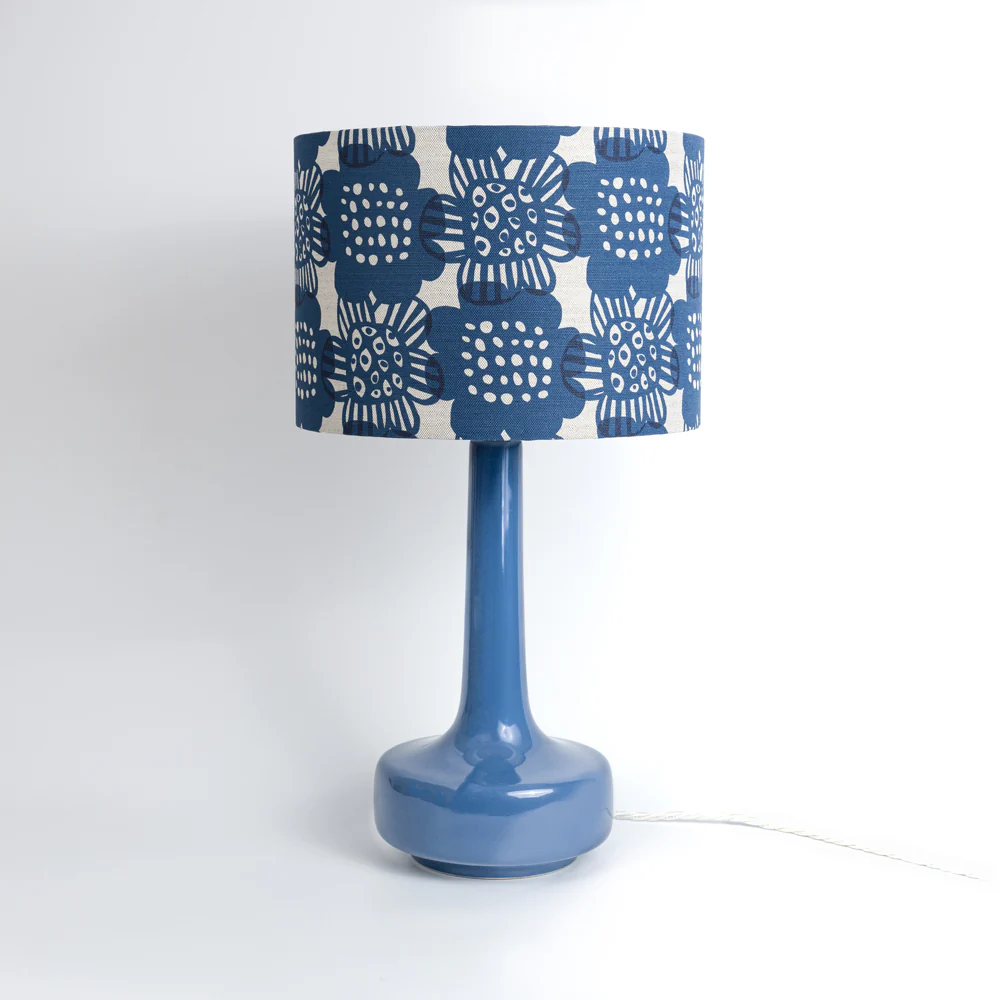 Blue Table Lamp & Ink 'Bloom' Shade