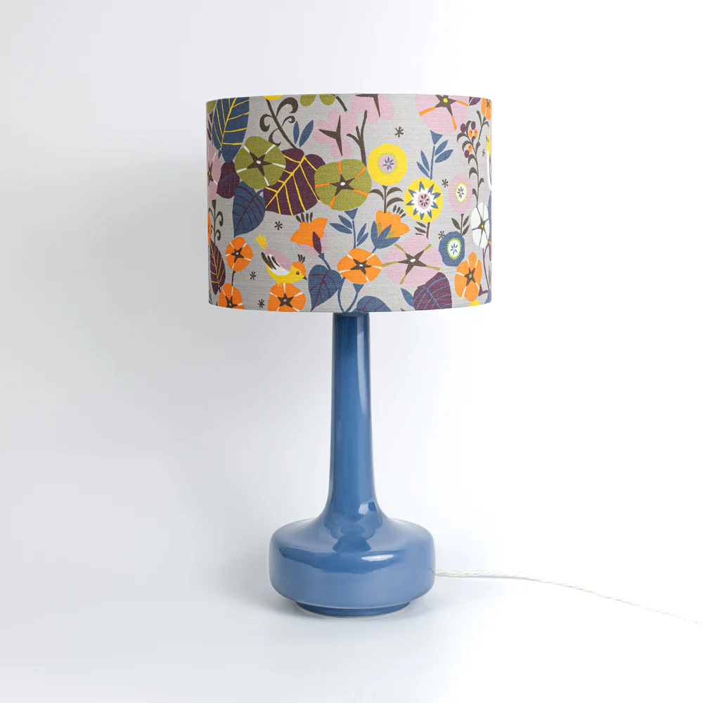 Blue Table Lamp & 'Nasturtium' Shade