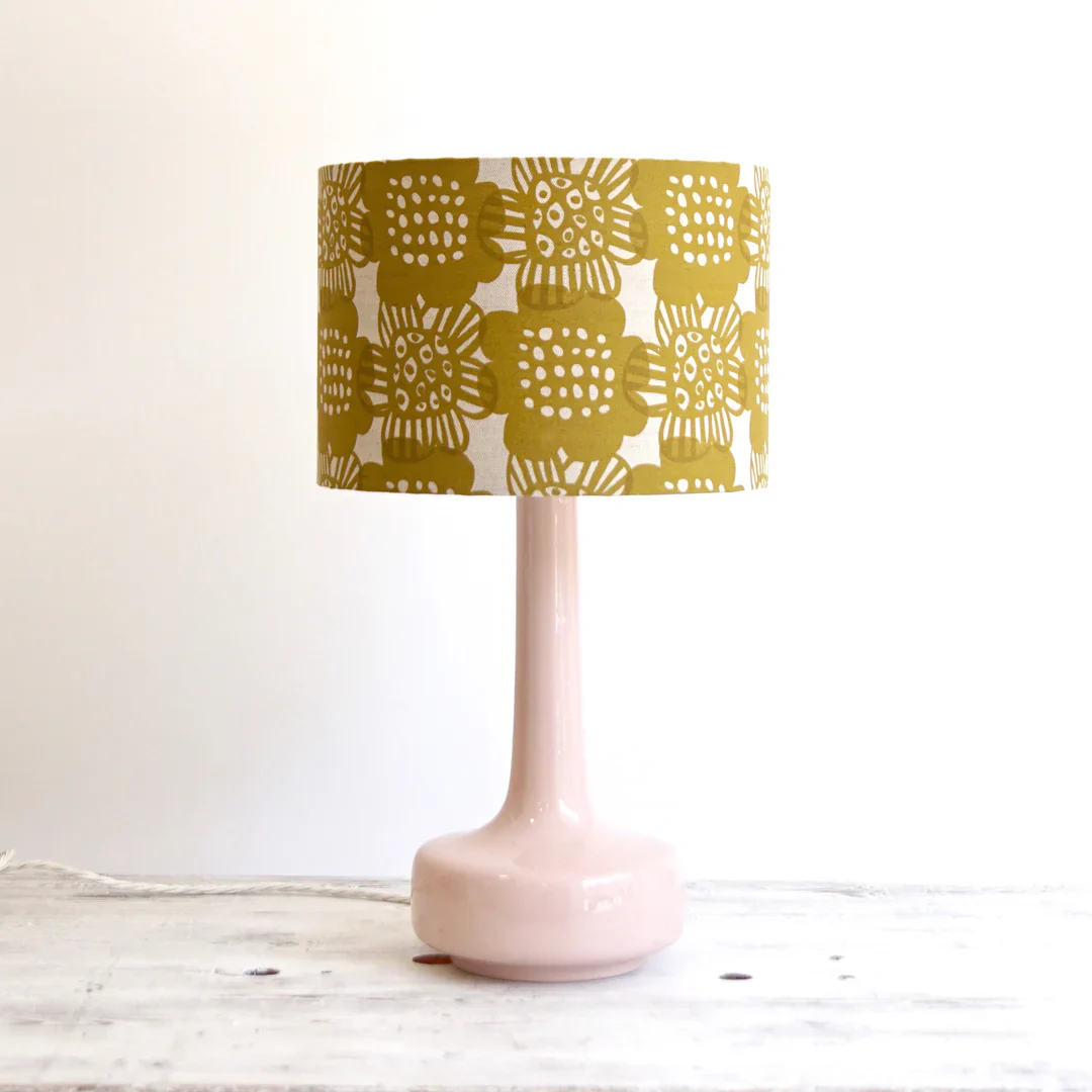 Blush Pink Table Lamp & Curry 'Bloom' Shade