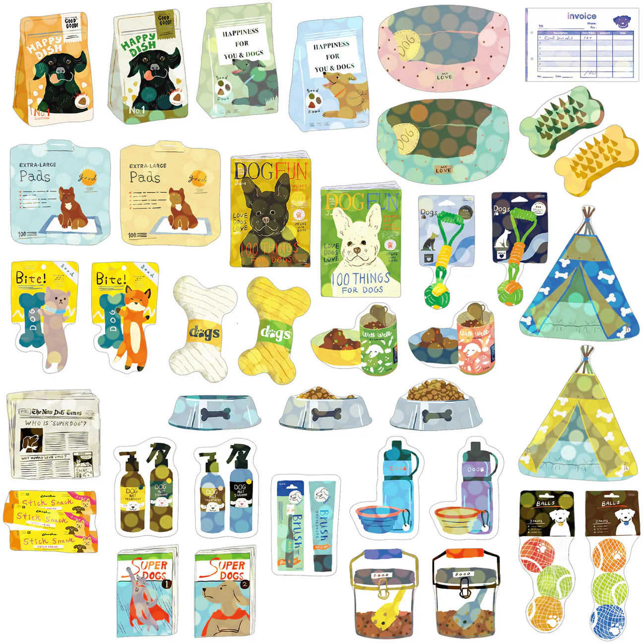Box of Dog Supplies Stickers - Image 4