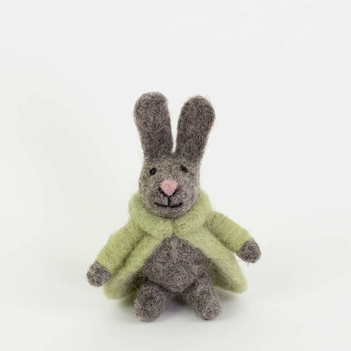 Bunny with Green Coat Felted Easter Decoration