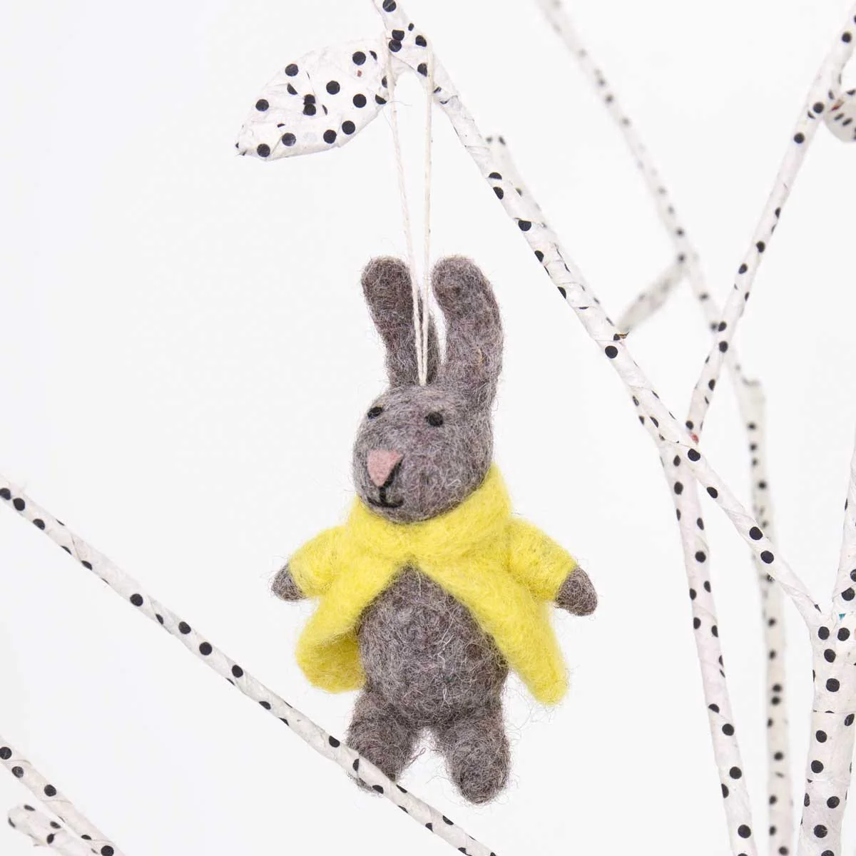 Bunny with Yellow Coat Felted Easter Decoration