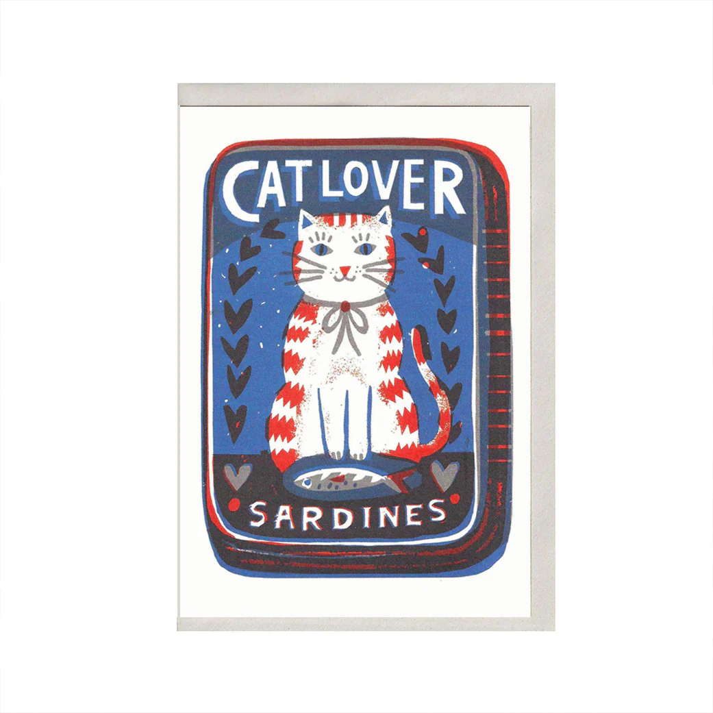 'Cat Lover Sardines' Greetings Card