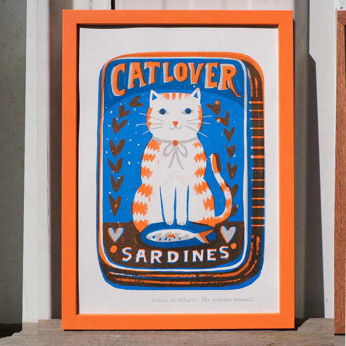 'Cat Lover' Risograph A4 Art Print