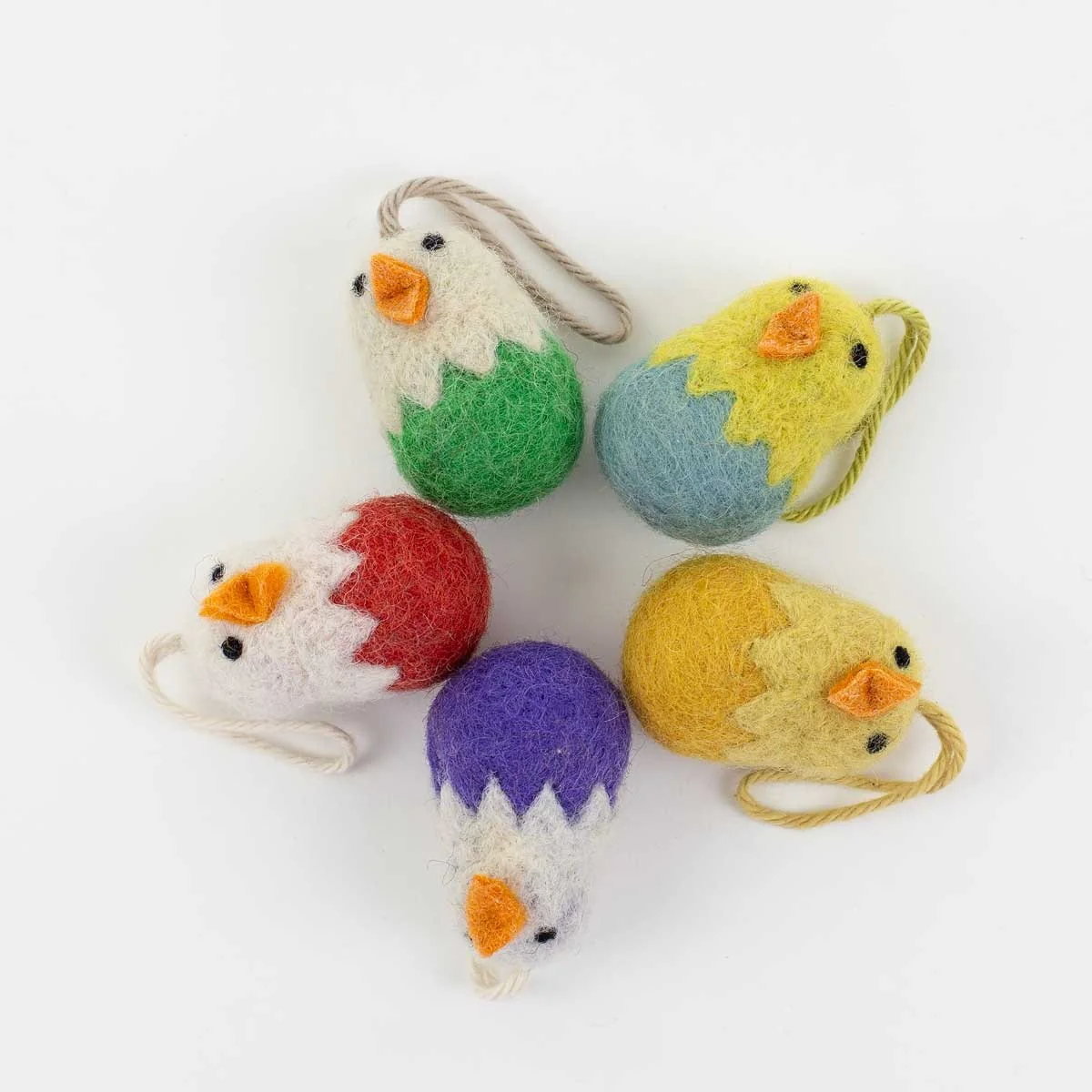 Chick in Eggs Felted Easter Decorations - Pack of 5