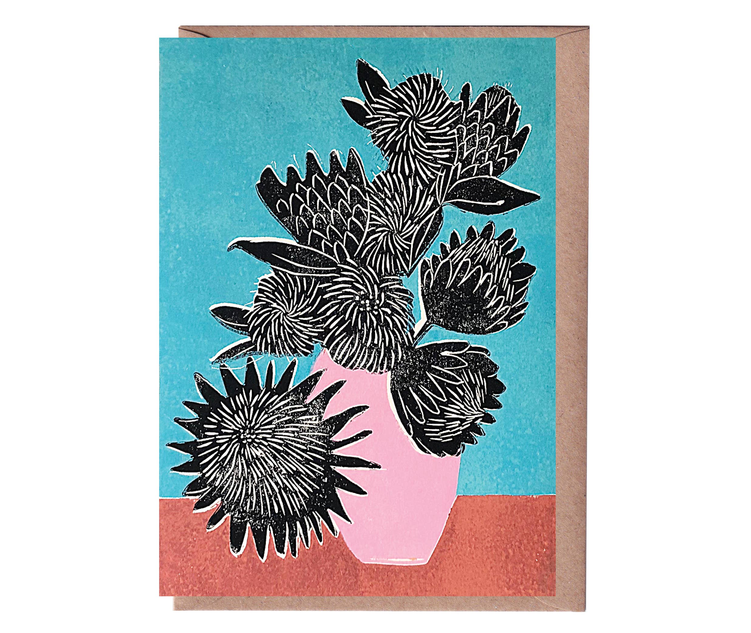 'Chrysanthemums' Greetings Card