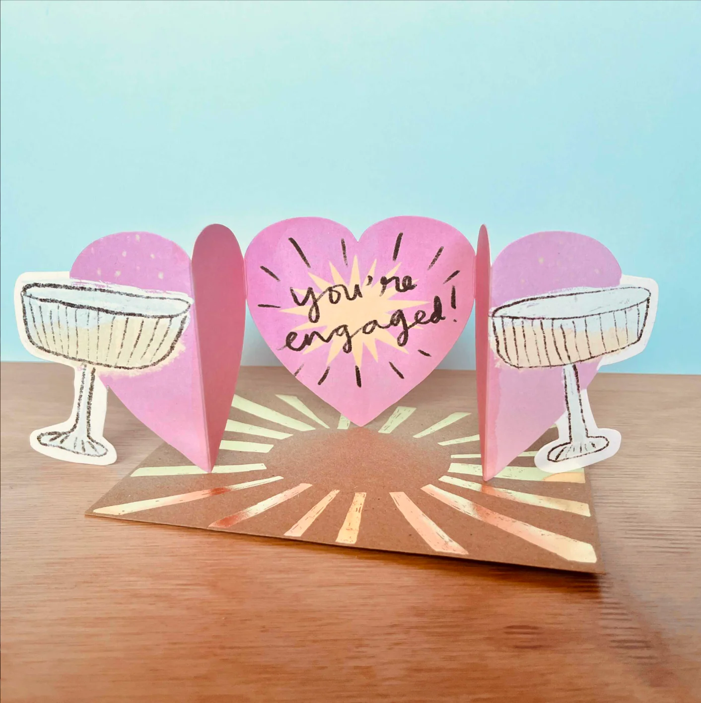 'Clinking Glasses' Cut-Out Greetings Card