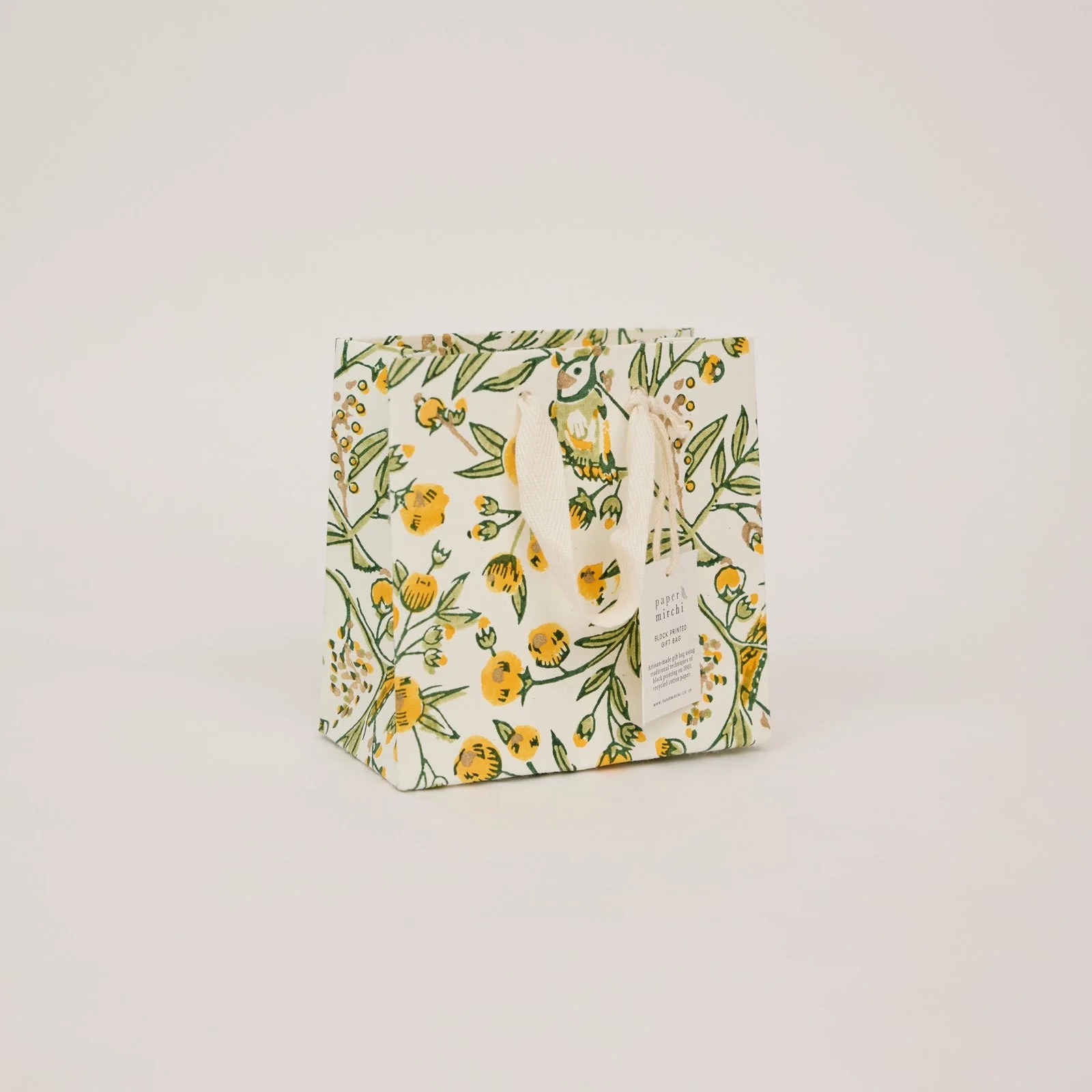 Block Printed Luxury Gift Bags - Small (Sunshine) - Image 4