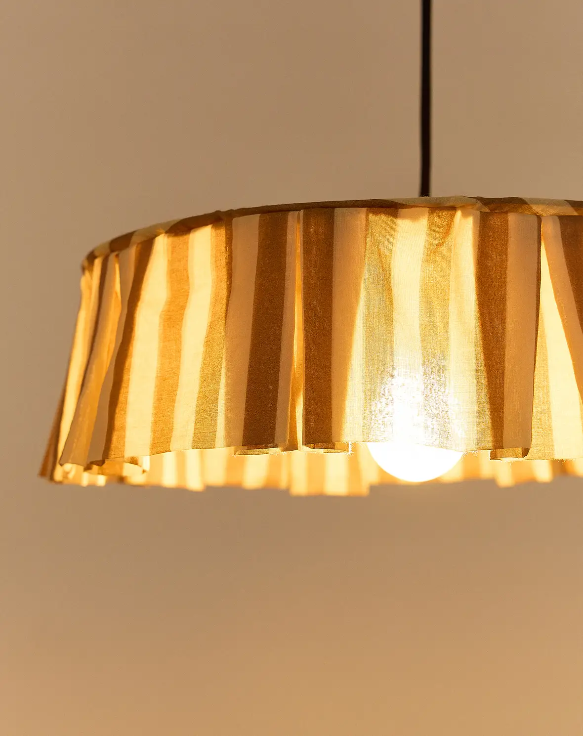 Cotton Pendant Lampshade - Brown Stripe - Image 2