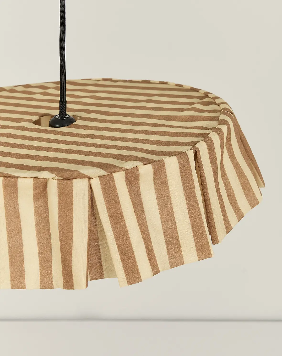 Cotton Pendant Lampshade - Brown Stripe - Image 3