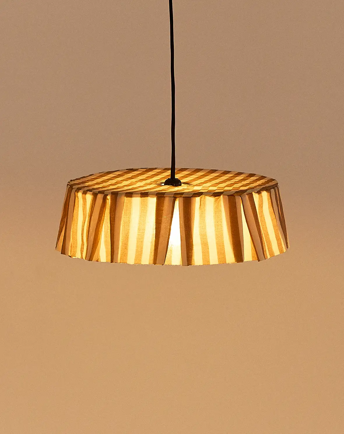 Cotton Pendant Lampshade - Brown Stripe - Image 4