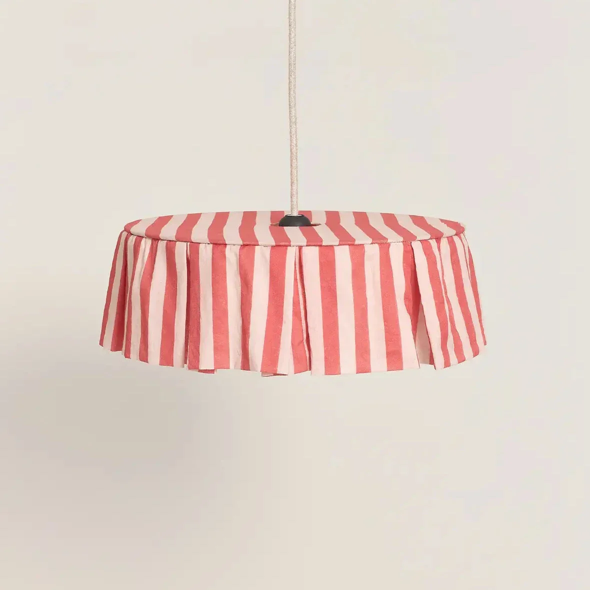 Cotton Pendant Lampshade - Red Stripe
