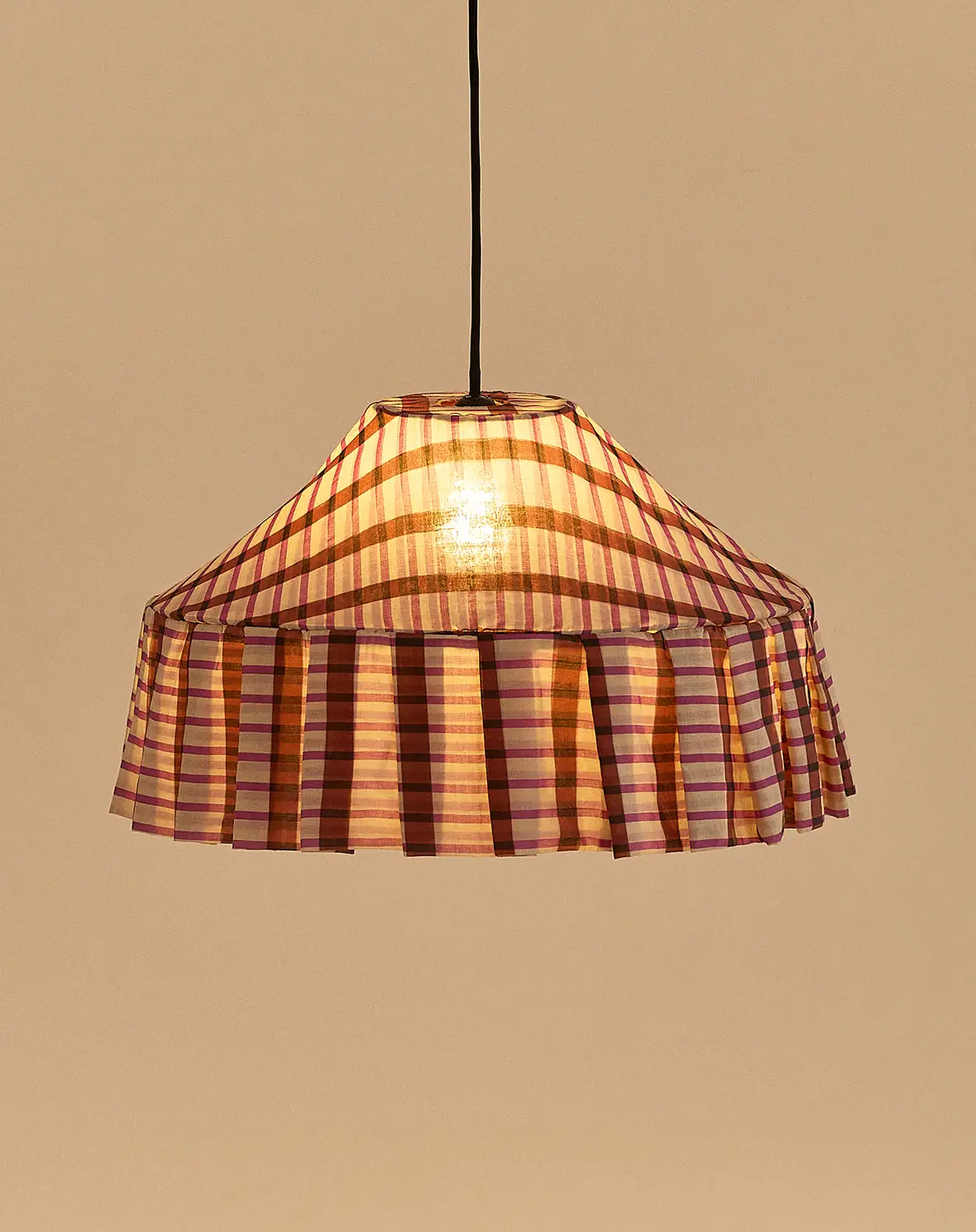 Cotton Pendant 'Nicole' Lampshade - Brown Purple Mosaic - Image 2