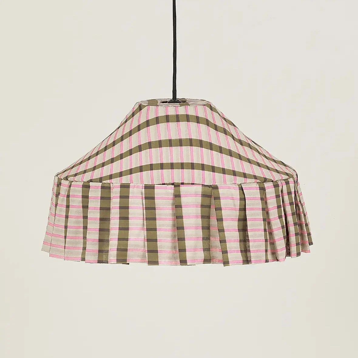 Cotton Pendant 'Nicole' Lampshade - Khaki Pink Mosaic