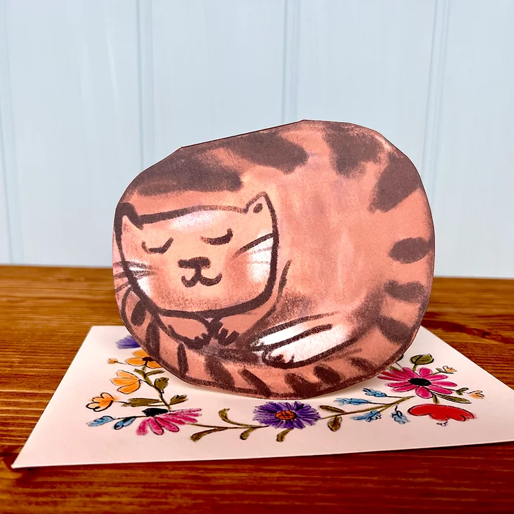 'Curled Up Cat' Greetings Card
